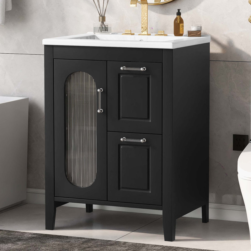 24" Bathroom Vanity With Sink, Black