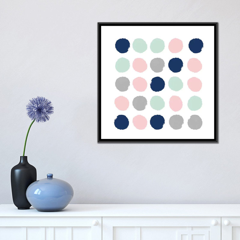 «Ostara Dots», impression sur toile, H 18 po x l 18 po x P 1,5 po, Toile avec cadre noir