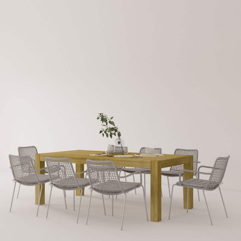 Alyisa 8 - Person Solid Wood Solid Wood Top Four Leg Dining Set, 9 Pieces: Table, 8 Chairs