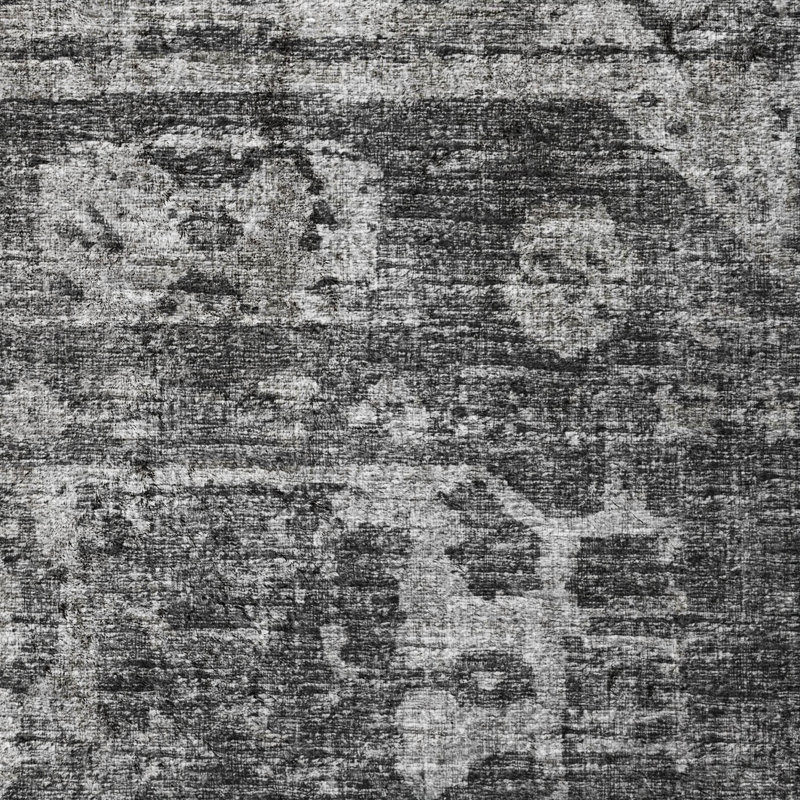 Tapis tribal Premium à poils longs lavable à la machine ADS41, Noir, Rond 8 pi