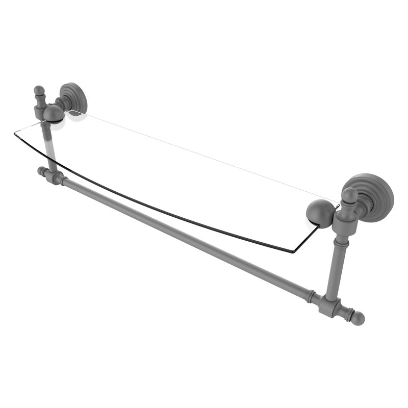 Retro Wave Bracket Shelf with Towel Bar, Matte Gray, 18"