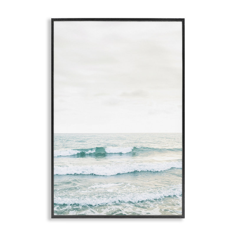 Giclée encadrée Rolling Ocean Waves Peace, design par Sissi et Seb, H 18 po x l 12 po, Giclée encadrée noir minuit