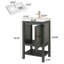 Meuble-lavabo sur pied vert sauge foncé vintage de 20 pouces avec lavabo en céramique pour petite salle de bain