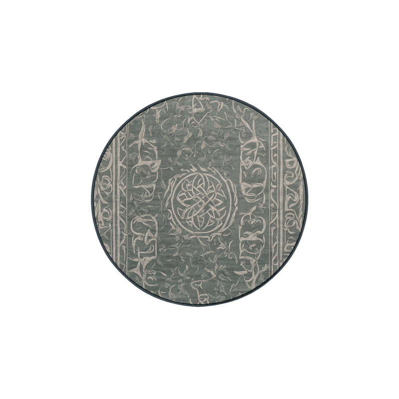 Machine Washable Gray Area Rug, Round 5'