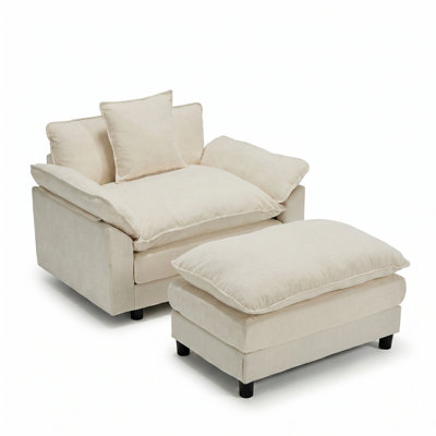 Fauteuil club moderne avec repose-pieds
