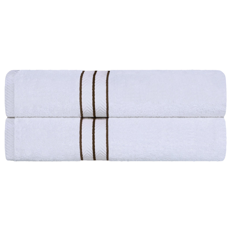 Ensemble de draps de bain en coton turc 2 pièces Hotel, très moelleux et luxueux, Or/blanc