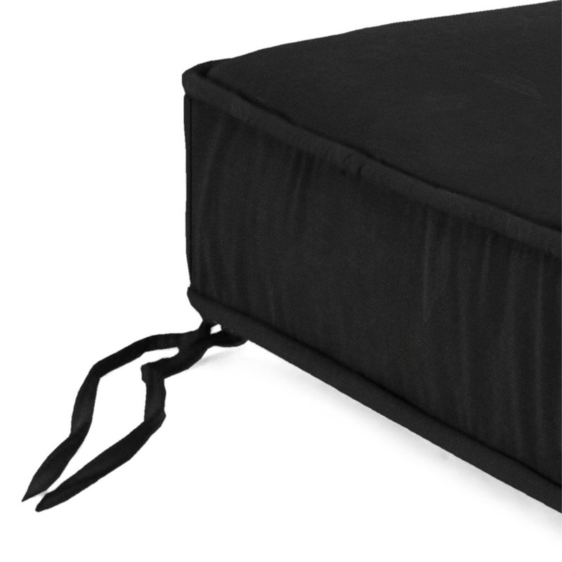 22.5" x 22.5" Outdoor Deep Seat Cushion with Ties and Welt, Canvas Black