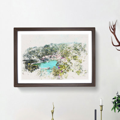 Portofino in Italy Watercolour - Picture Frame Graphic Art Print