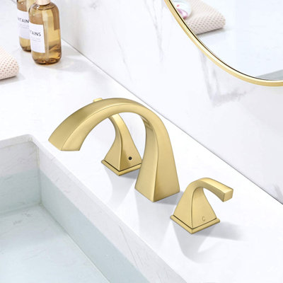 Caldridge Widespread Bathroom Faucet 3 Hole, 2-handle Bathroom Sink Faucet With Drain Assembly