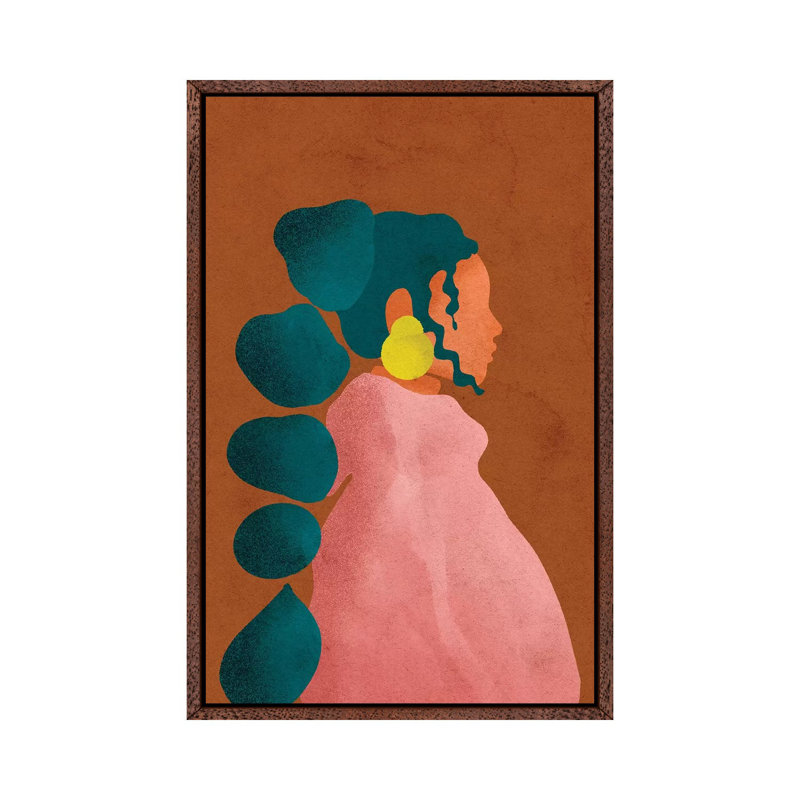 Kel by Reyna Noriega - Painting on Canvas, 66.04 cm H x 45.72 cm W, Classic Brown Wood Framed Canvas