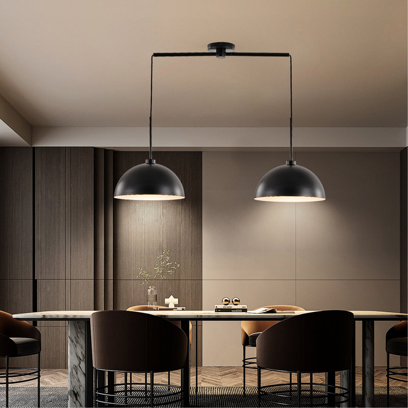 Luminaire suspendu de 41 po moderne noir - Plafonnier réglable avec finition mate pour salle à manger, cuisine, salon