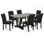 Ensemble de salle à manger 5 pièces pour 4 personnes comprenant une table rectangulaire à pieds en V et 4 chaises rembourrées en lin noir, 91 x 152 cm, multicolore-5203063-5203066