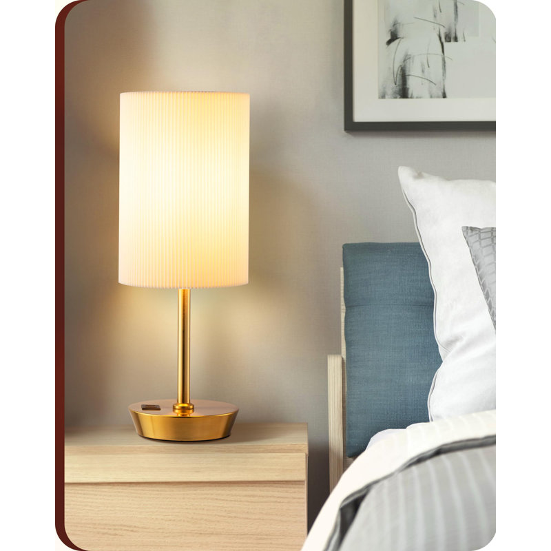 Melanya Metal USB Table Lamp, Gold
