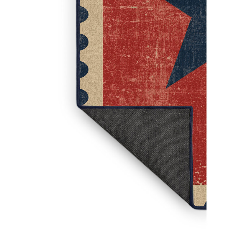 Soft Plush Esser July 4Th Modern & Contemporary Abstract Area Rug in Brown – Navy Binding, 8x12
