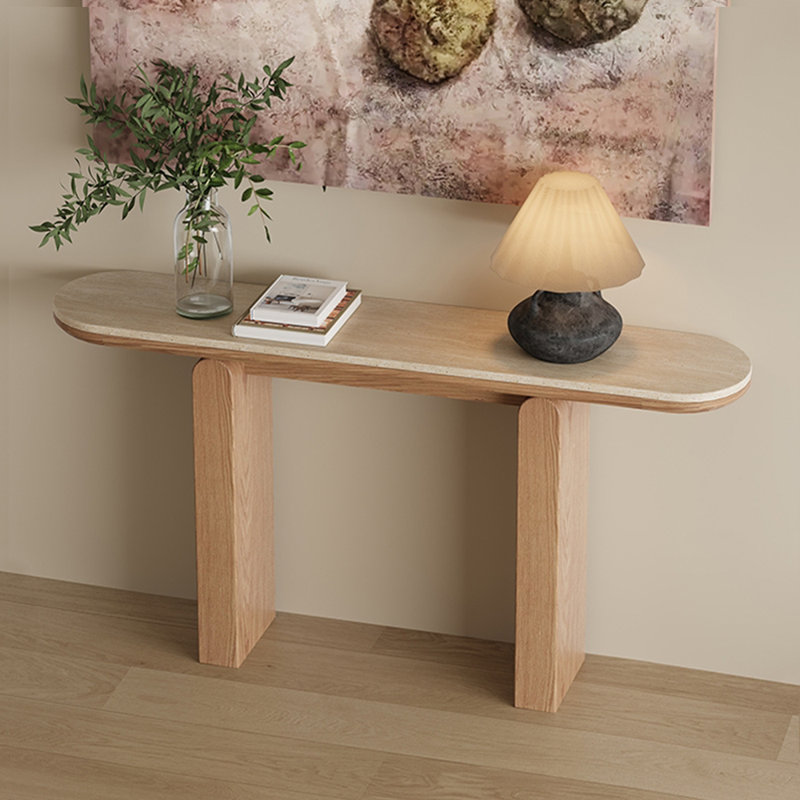 Console simple de style italien, H 33,5 po x l 55,1 po x P 13,8 po, Burlywood