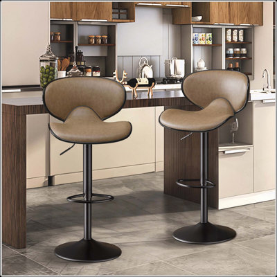 Ensemble de 2 tabourets de bar, en similicuir avec dossier, pivotant et réglable pour les cuisines et les bars modernes, confortable et élégant