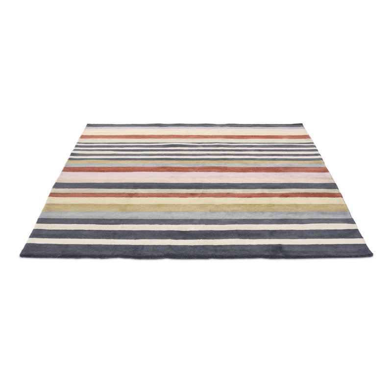 Striped Area Rug in Gray/Pink/White, Rectangle 5'7" x 7'10"