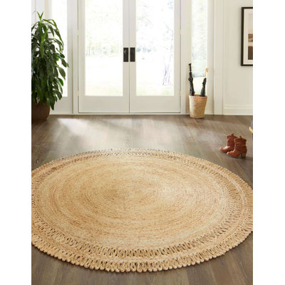 Tapis rond en jute / sisal châtaignier tressé à la main Schellsburg