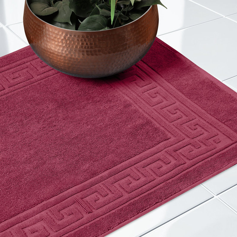 Tapis de bain d'hôtel épais, absorbants et lavables à motif grec en coton, Bourgogne