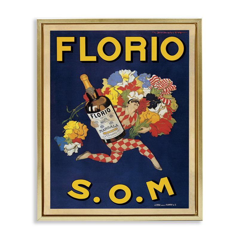 «Vintage Liquor Publicité», art par Marcello Nizzoli, H 31 po x l 25 po, Cadre flottant métallique doré