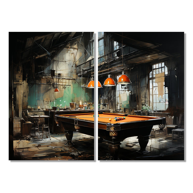 «Billard Industrial Game III - Large Billiards», art mural, H 36 po x l 48 po, Toile tendue, Ne s’applique pas