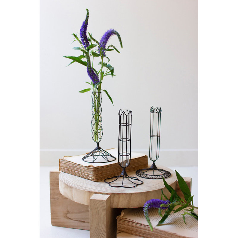 Vintage-Inspired Wire-Wrapped Bud Vases – 8" Tall Decorative 2x Set of 3 by 