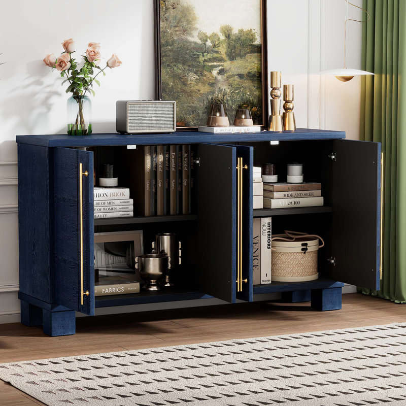 Buffet en bois de style traditionnel avec tablettes réglables, Marine antique