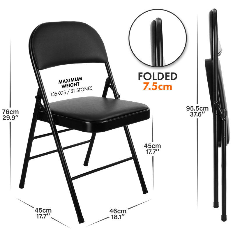 Faux Leather Banquet Folding Chair Folding Chair, Black