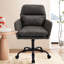 Chaise de bureau de couleur grise, hauteur réglable, cuir synthétique, structure en métal haute résistance et sièges confortables pour la chambre à coucher-453126009
