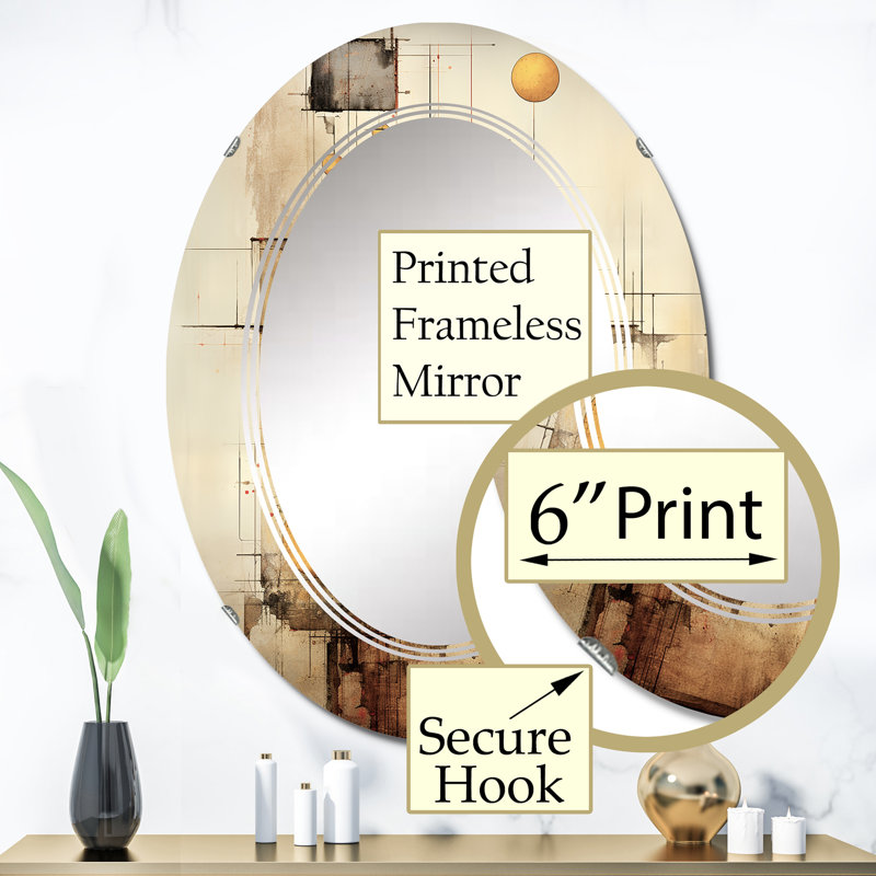 Pinnel - Miroir mural moderne ovale, 36 po x 24 po