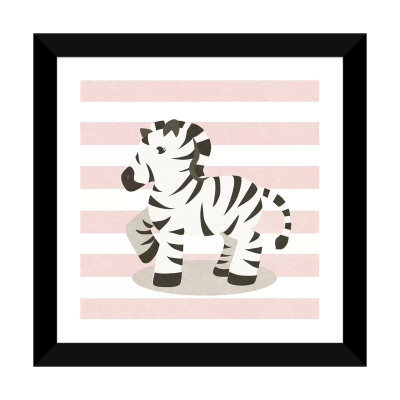 Happy Baby Animals II - impression d'art graphique, H 16 po x l 16 po x p 1 po, Papier encadré noir, Blanc
