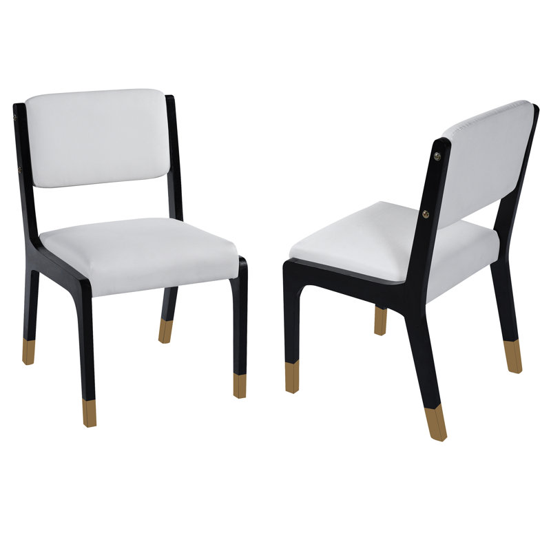 Ensemble de 2 chaises de salle à manger Modern, Noir, Blanc