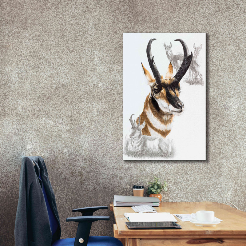 «Pronghorn» par Barbara Keith, art mural sur toile, H 40 po x l 26 po x P 1,5 po