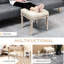 Repose-pieds avec siège beige respirant et pieds en bois rustique pour le salon, chambre à coucher rétro en beige, chambre à coucher rembourrée