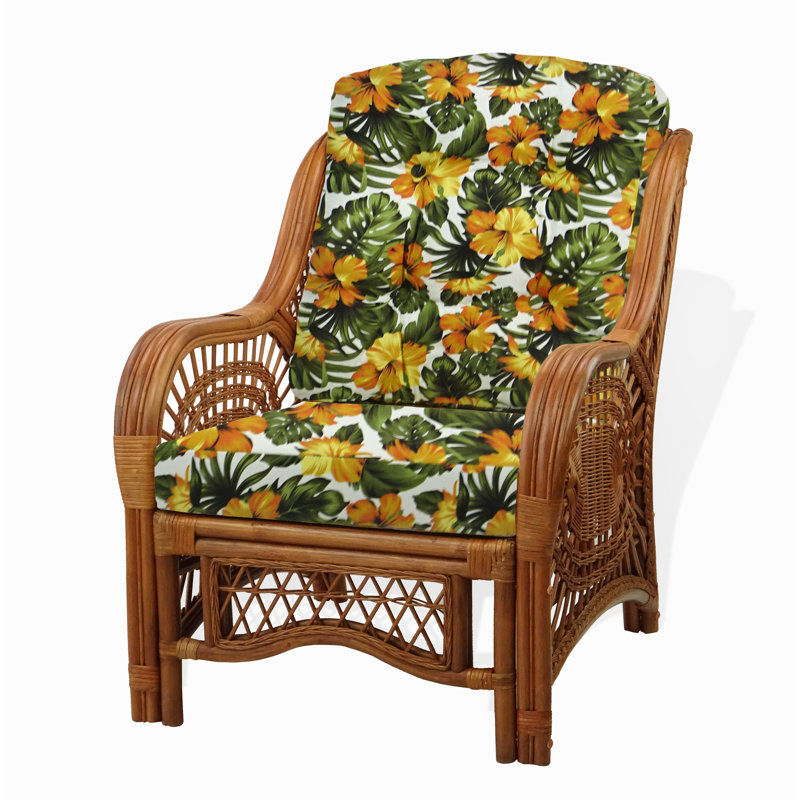 Utterback Upholstered Armchair, Green/Yellow Tropical