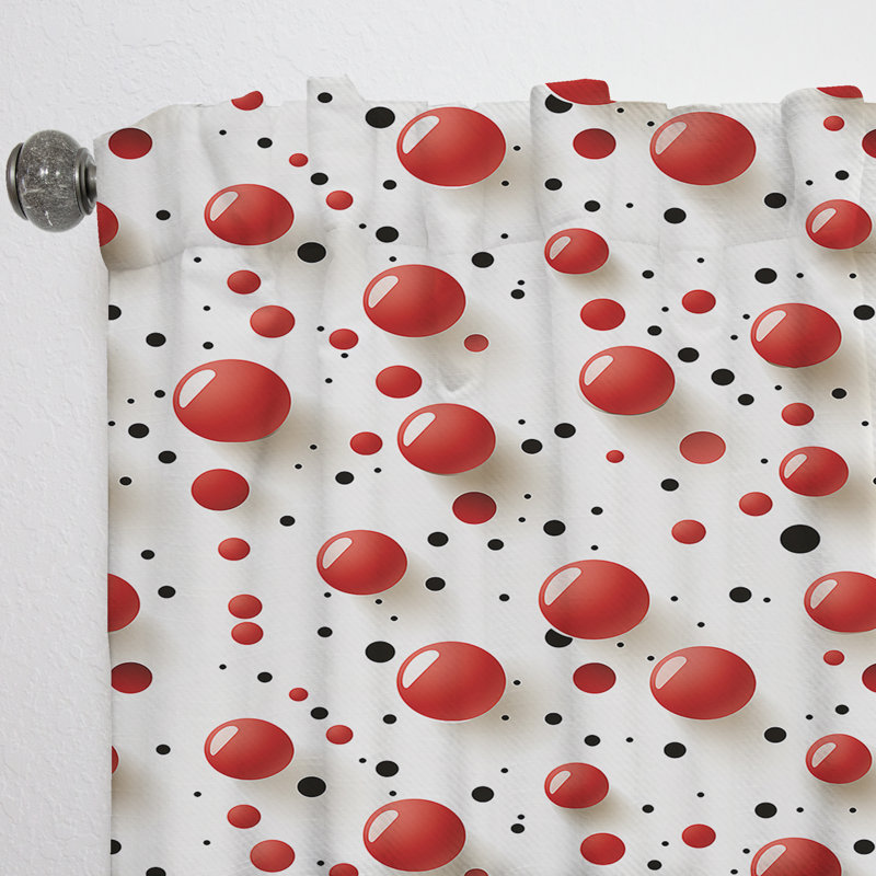 Red And White Polka Dots - Abstract Curtain - Room Darkening Abstract Curtain - 1 Panels, 52" W x 90" L