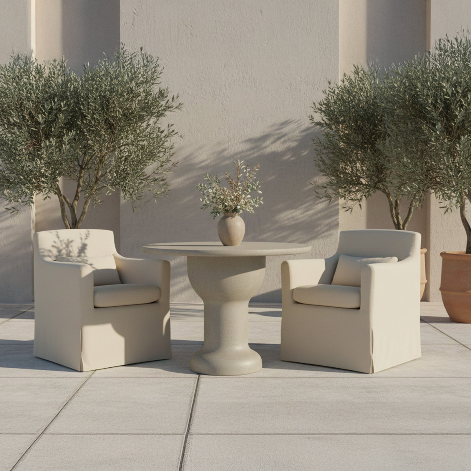 Patio Armchair, Ivory Performance Fabric