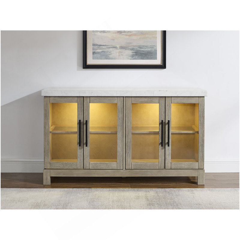 Exquisite Solid Poplar Sideboard with Versatile Storage and Graceful Design