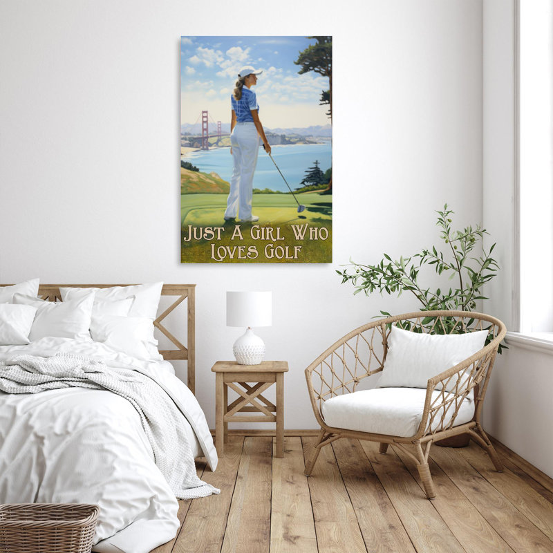 " Just A Girl Who Loves Golf - 1 Piece Rectangle Graphic Art Print On Wrapped Canvas ", L 24 po x H 36 po