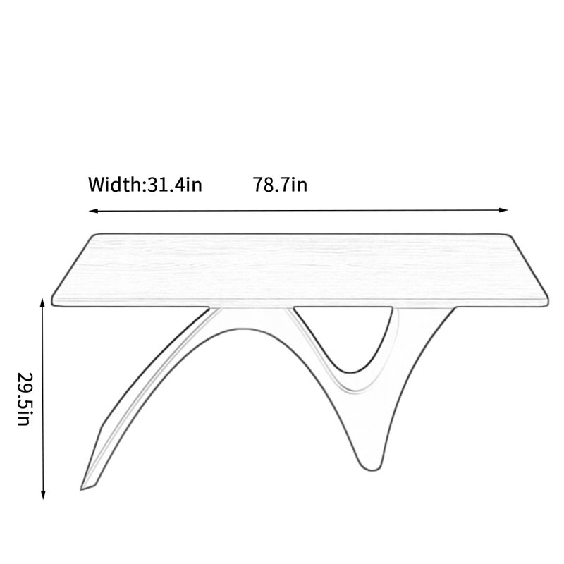 Retro solid wood rectangular creative dining table, 29.5"H x 78.7"L x 31.4"W