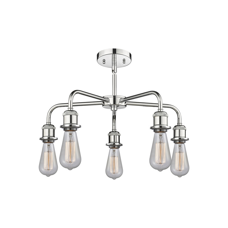 Lustre sphérique à 5 lumières Lelystad, Transparent, Chrome poli