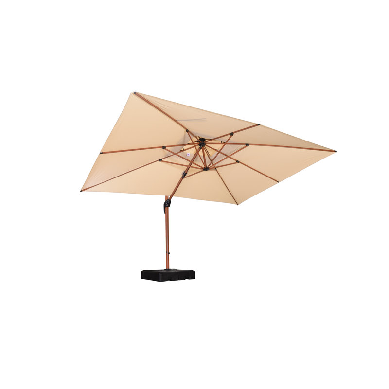 Epling 156'' x 120'' Rectangular Cantilever Umbrella with Crank Lift , Counter Weights Included, Beige