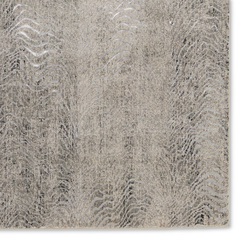 Tapis rayé fabriqué à la main Richview en gris / taupe, Rectangle 9 pi 6 po x 13 pi