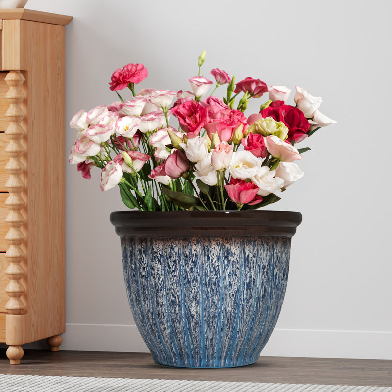 Bohemian Large Round Planters, 12.25" Decorative Pot Planters, Flower Pots Indoor Outdoor