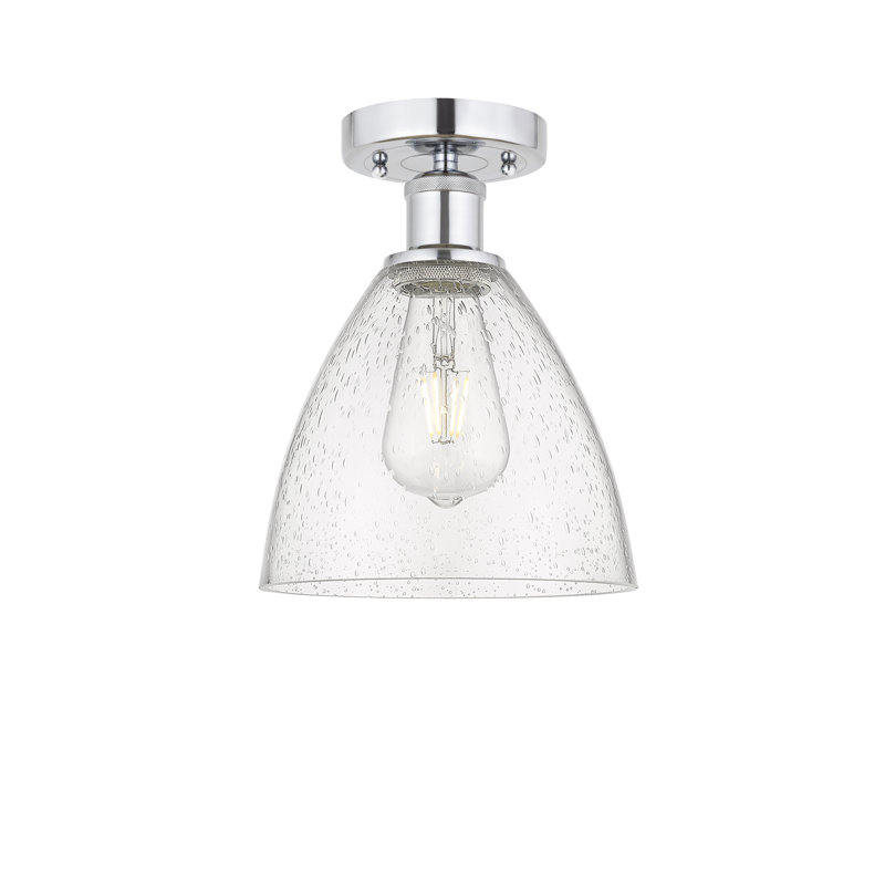 Plafonnier semi-encastré 1 lumière Alleson, Chrome poli, H 11,25 po x l 7,5 po x P 7,5 po