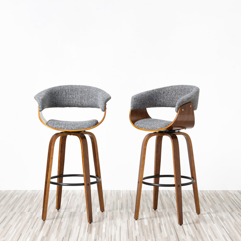 Tavar Upholstered Faux Leather Bar Stool, Dark Gray, Counter Stool (27.5" Seat Height)