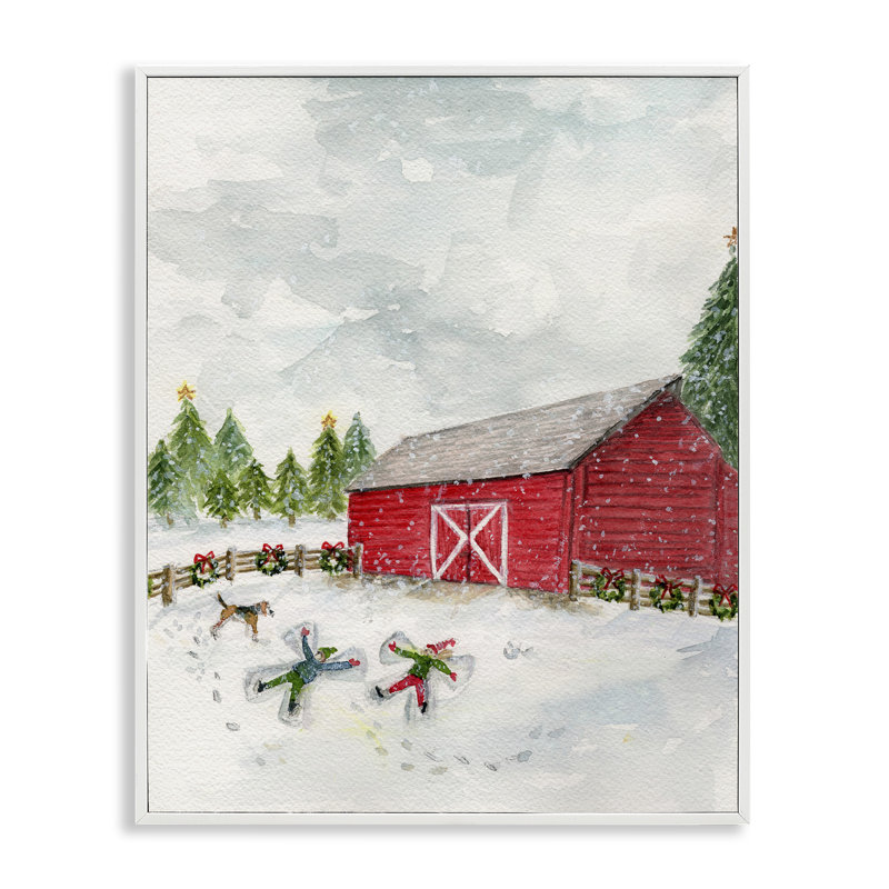 New England Snow Angels, art de la giclée encadrée par Melissa Hyatt, Giclée encadrée blanc bord de mer, H 30 po x l 24 po