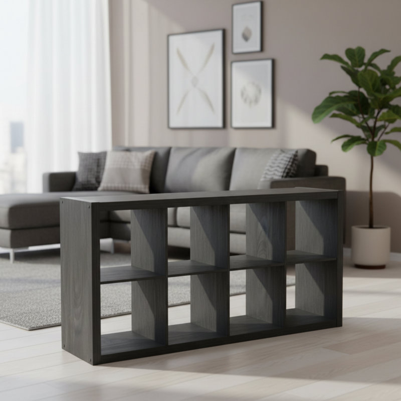 Support de rangement à grande capacité à 8 compartiments, gris anthracite polyvalent, Gris anthracite