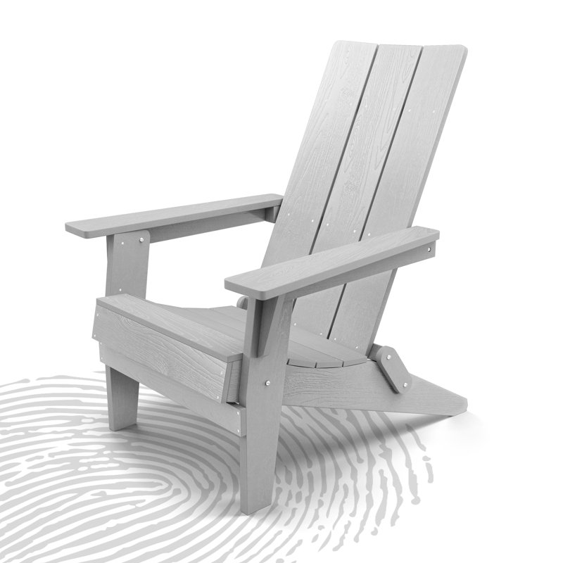 Oversized Folding Adirondack Chair, High-Back Textured Plastic Outdoor Patio Chairs with 400 lb Weight Capacity, Weatherproof & Fade-Resistant for Lawn, Garden, Deck, or Camping, Grey