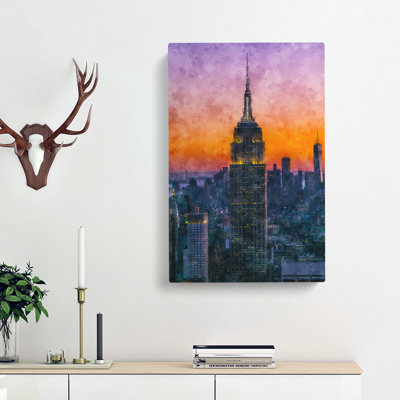 Empire State Building Sunset - Wrapped Canvas